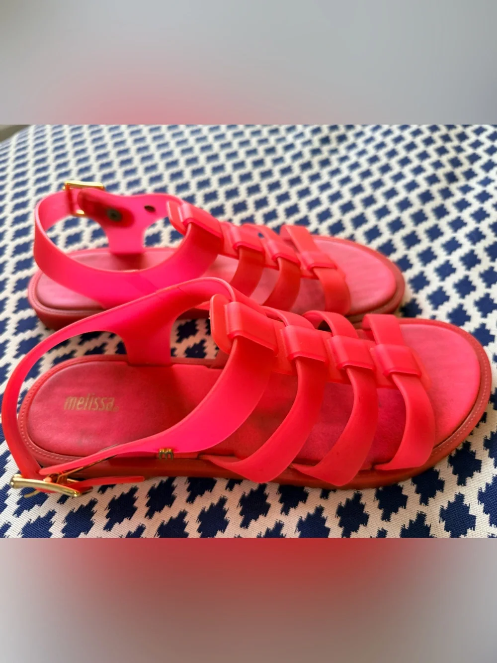 Melissa Flox Neon Pink Jelly Gladiator Sandals – Size 8